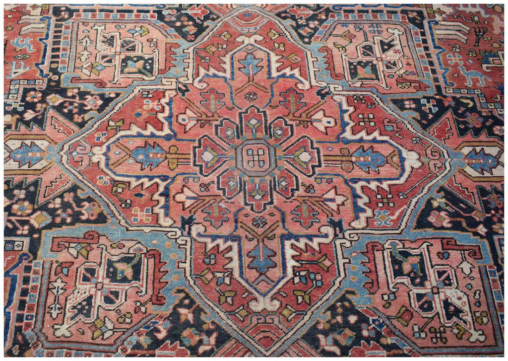 Handmade Vintage Persian Heriz Rug | 380 x 293 cm | 12'6" x 9'7" - Najaf Rugs & Textile