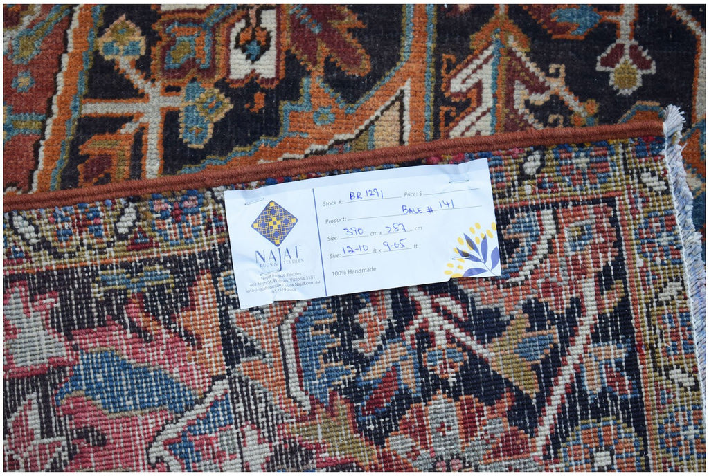 Handmade Vintage Persian Heriz Rug | 390 x 287 cm | 12'10" x 9'5" - Najaf Rugs & Textile