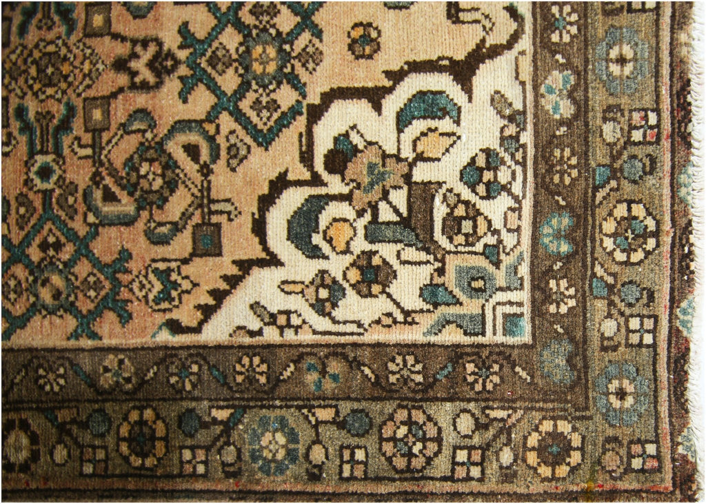 Handmade Vintage Persian Hossainabad Hallway Runner | 300 x 107 cm | 9'10" x 3'6" - Najaf Rugs & Textile