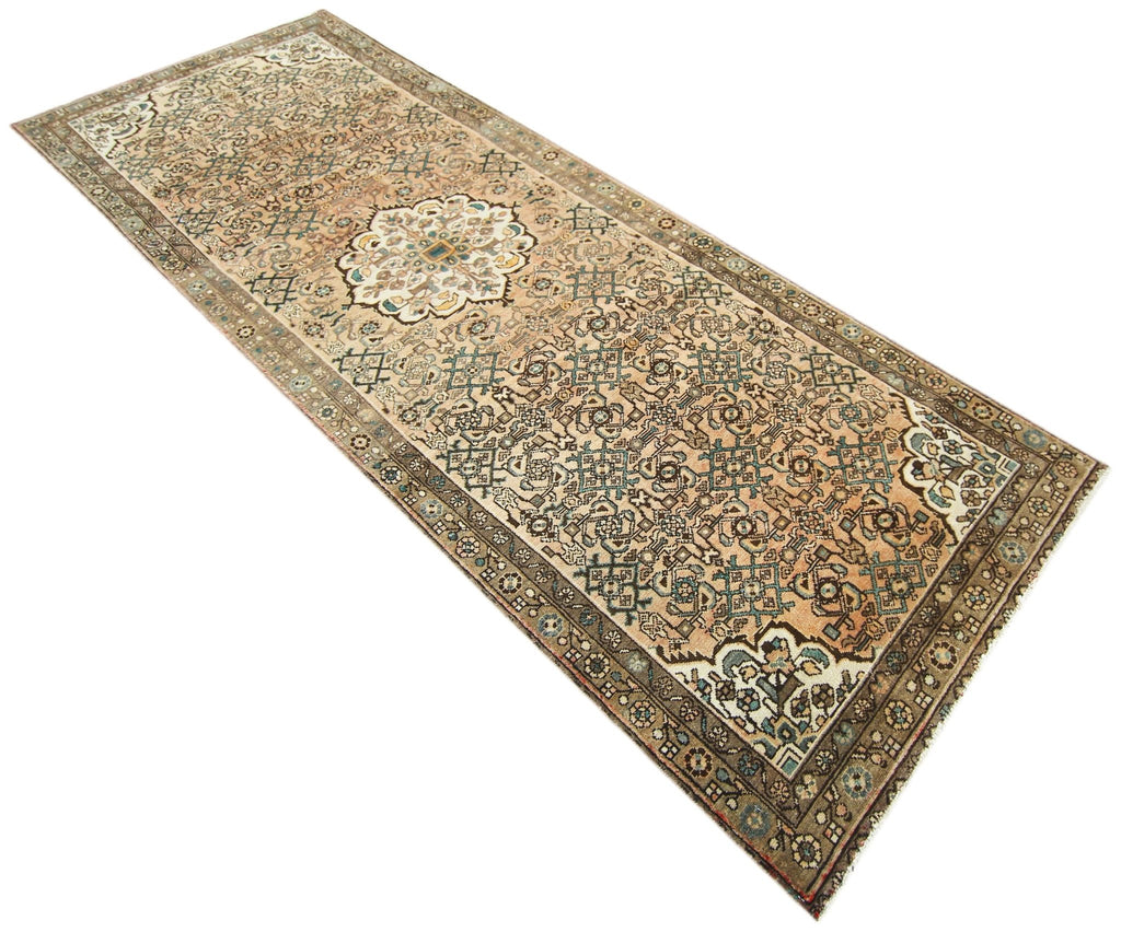 Handmade Vintage Persian Hossainabad Hallway Runner | 300 x 107 cm | 9'10" x 3'6" - Najaf Rugs & Textile