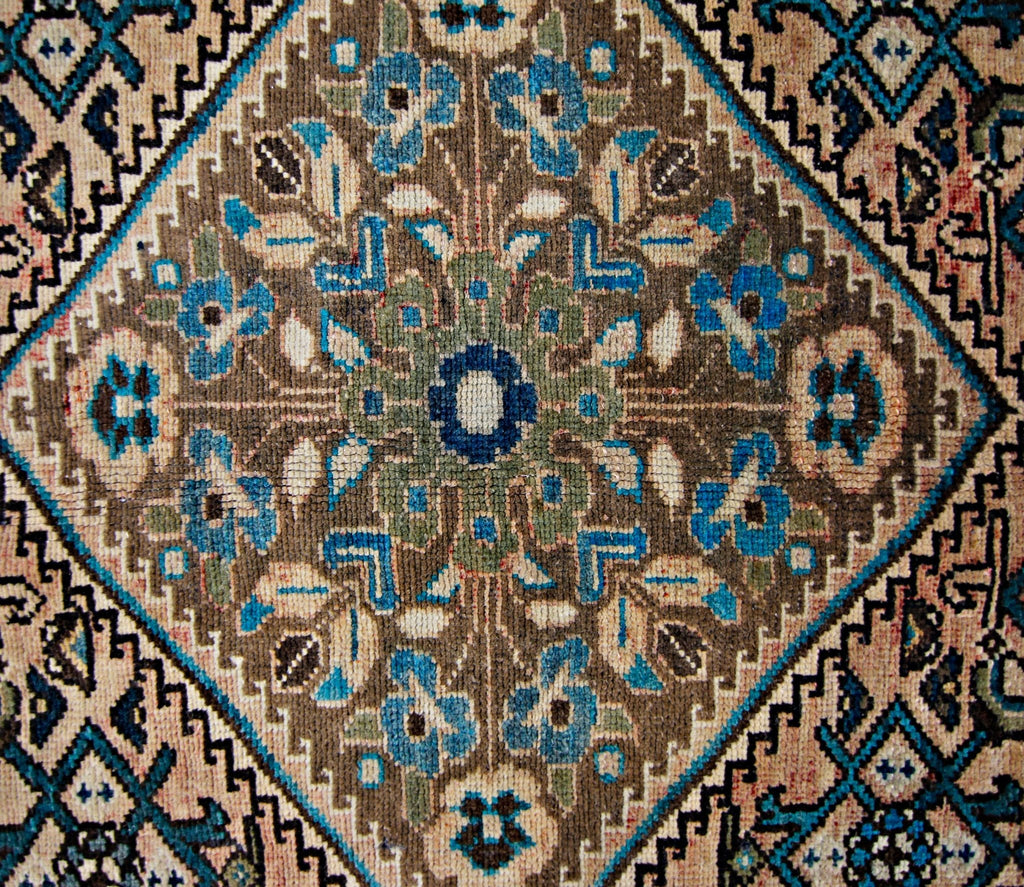 Handmade Vintage Persian Hossainabad Hallway Runner | 330 x 148 cm | 10'10" x 4'10" - Najaf Rugs & Textile