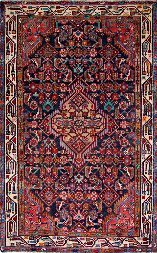 Handmade Vintage Persian Hossainabad Rug | 159 x 98 cm | 5'3" x 3'3" - Najaf Rugs & Textile