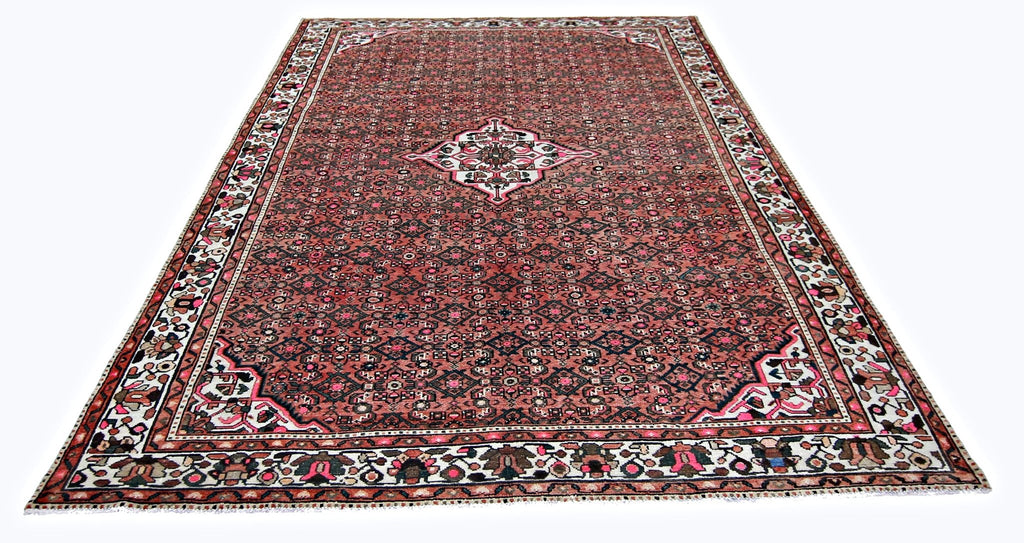 Handmade Vintage Persian Hossainabad Rug | 292 x 200 cm | 9'7" x 6'7" - Najaf Rugs & Textile