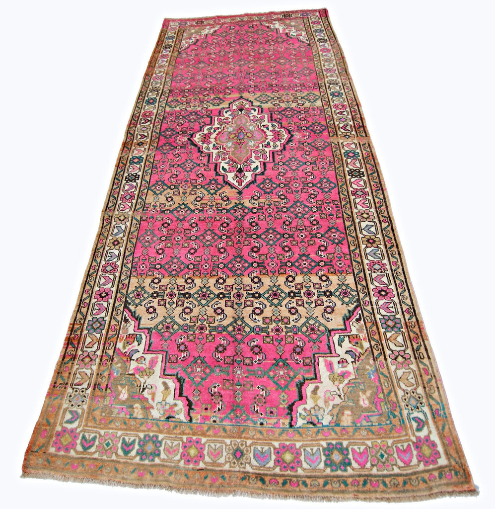 Handmade Vintage Persian Hossainabad Rug | 299 x 148 cm | 9'9" x 4'10" - Najaf Rugs & Textile