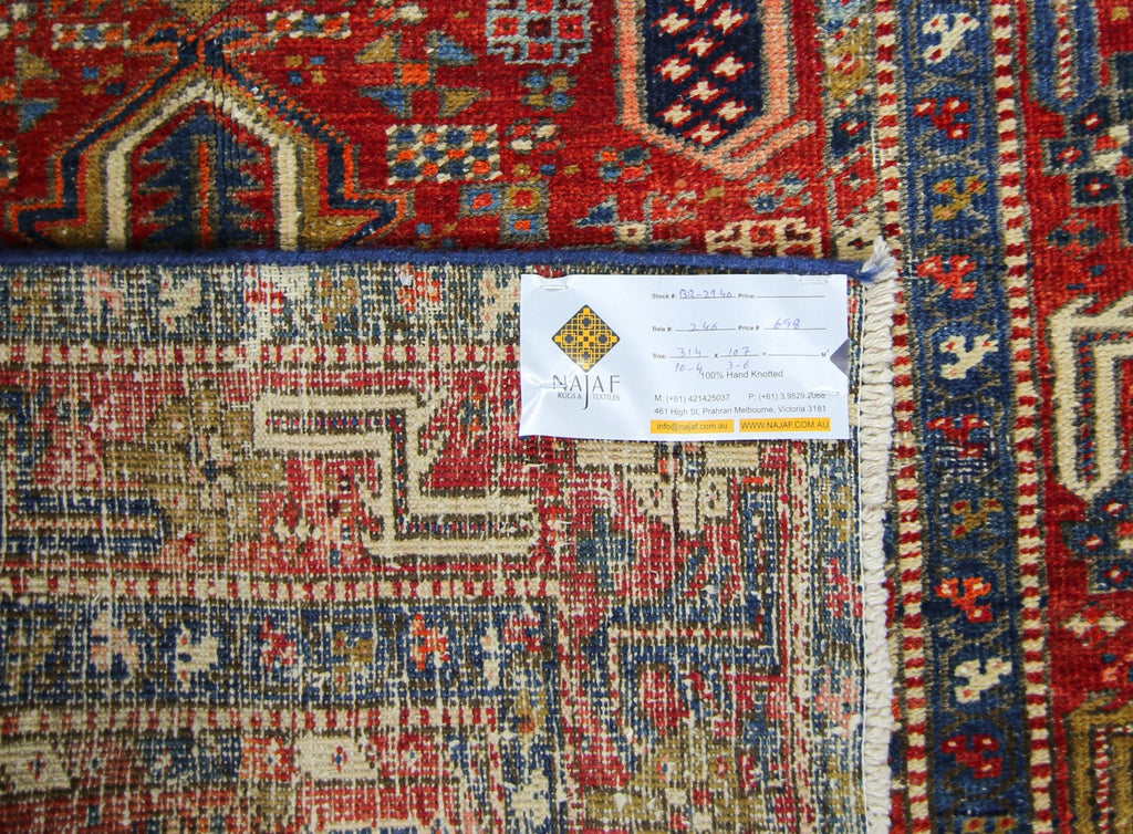 Handmade Vintage Persian Karaja Hallway Runner | 314 x 107 cm | 10'4" x 3'6" - Najaf Rugs & Textile