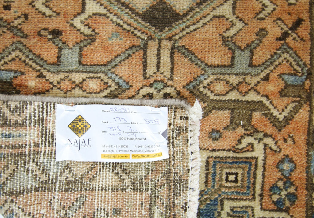 Handmade Vintage Persian Karaja Hallway Runner | 318 x 70 cm | 10'5" x 2'4" - Najaf Rugs & Textile