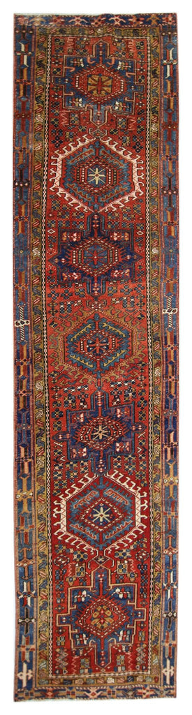 Handmade Vintage Persian Karaja Hallway Runner | 328 x 79 cm | 10'9" x 2'7" - Najaf Rugs & Textile