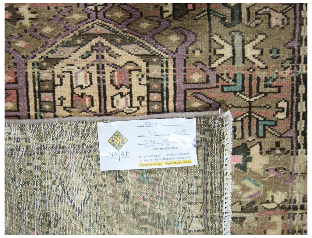 Handmade Vintage Persian Karaja Hallway Runner | 330 x 72 cm | 10'10" x 2'4" - Najaf Rugs & Textile