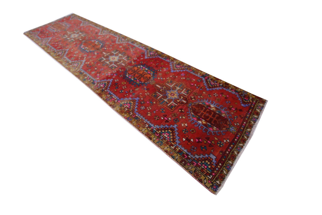 Handmade Vintage Persian Karaja Hallway Runner | 360 x 96 cm | 11'10" x 3'2" - Najaf Rugs & Textile