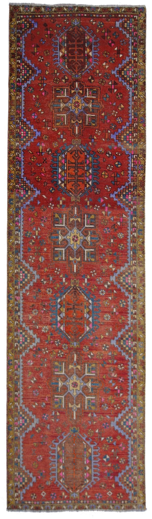 Handmade Vintage Persian Karaja Hallway Runner | 360 x 96 cm | 11'10" x 3'2" - Najaf Rugs & Textile