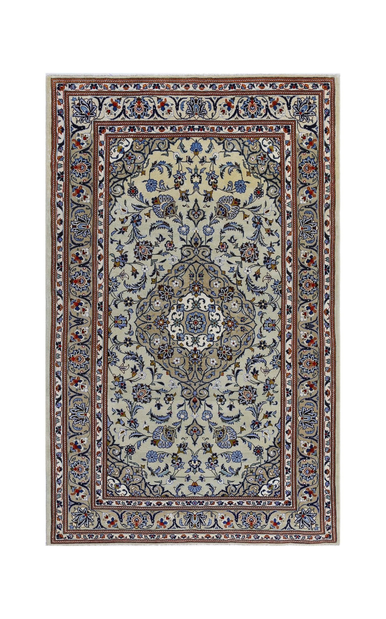 Handmade Vintage Persian Kashan Rug | 214 x 134 cm | 7' x 4'5" - Najaf Rugs & Textile