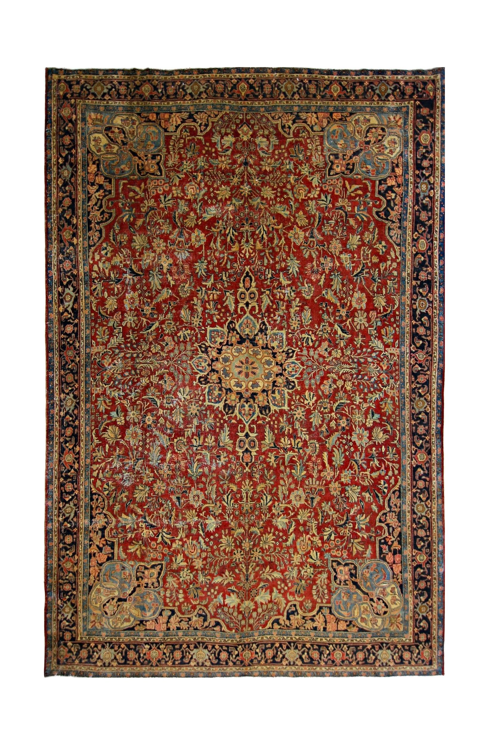 Handmade Vintage Persian Kashan Rug | 319 x 209 cm | 10'6" x 6'10" - Najaf Rugs & Textile