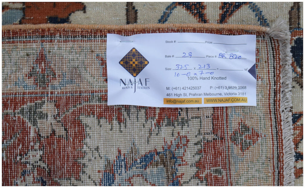 Handmade Vintage Persian Kashan Rug | 325 x 213 cm | 10'8" x 8' - Najaf Rugs & Textile
