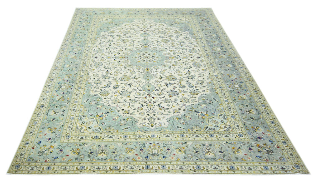 Handmade Vintage Persian Kashan Rug | 329 x 218 cm | 10'10" x 7'2" - Najaf Rugs & Textile