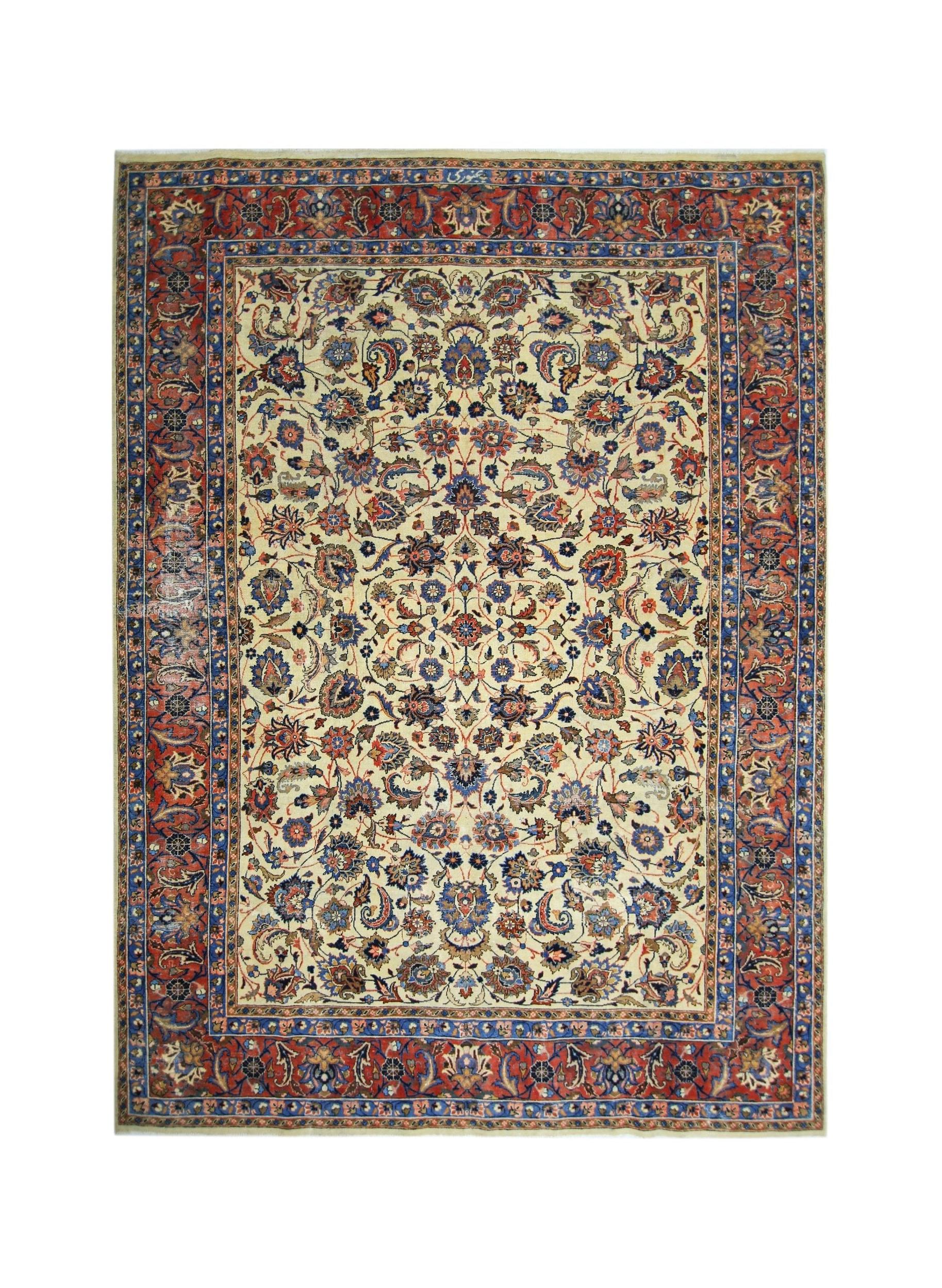 Handmade Vintage Persian Kashan Rug | 346 x 245 cm | 11'4" x 8' - Najaf Rugs & Textile