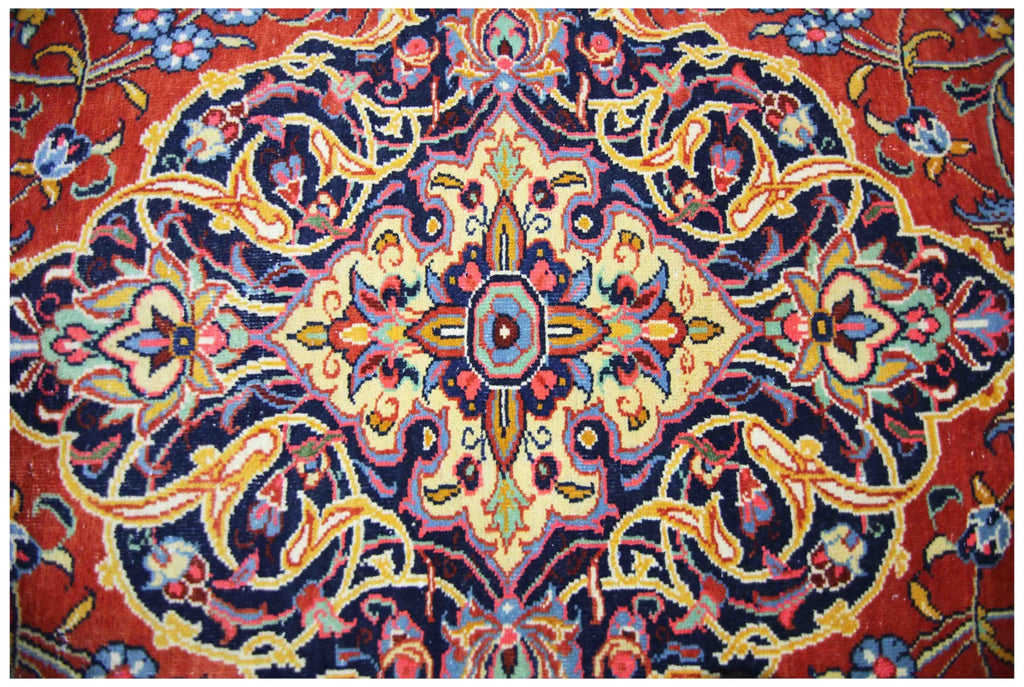 Handmade Vintage Persian Kashan Rug | 363 x 240 cm | 11'11" x 7'10" - Najaf Rugs & Textile