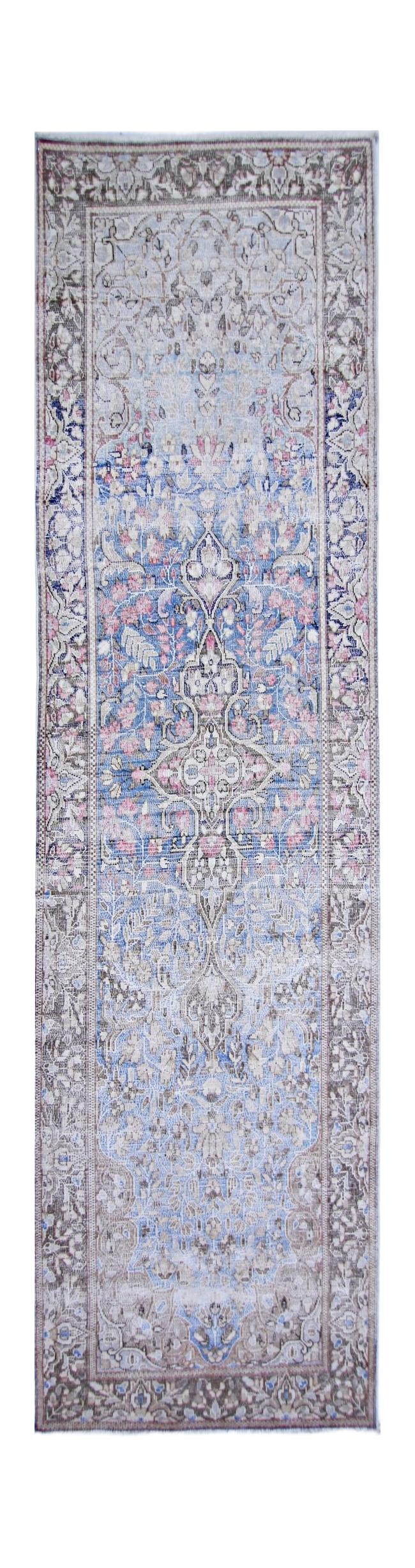 Handmade Vintage Persian Kerman Hallway Runner | 279 x 71 cm | 9'2" x 2'4" - Najaf Rugs & Textile
