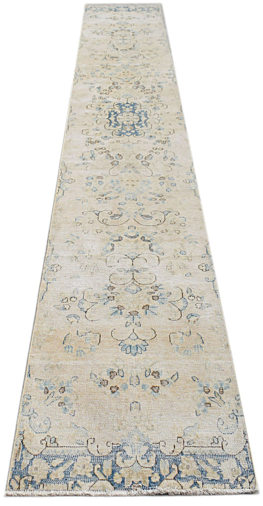 Handmade Vintage Persian Kerman Hallway Runner | 380 x 61 cm | 12'6" x 2' - Najaf Rugs & Textile