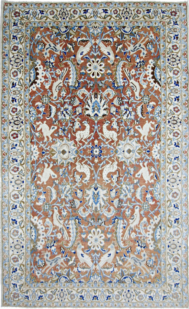 Handmade Vintage Persian Kerman Hunting Rug | 197 x 118 cm | 6'5" x 3'10" - Najaf Rugs & Textile