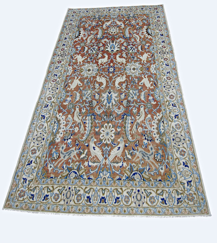 Handmade Vintage Persian Kerman Hunting Rug | 197 x 118 cm | 6'5" x 3'10" - Najaf Rugs & Textile