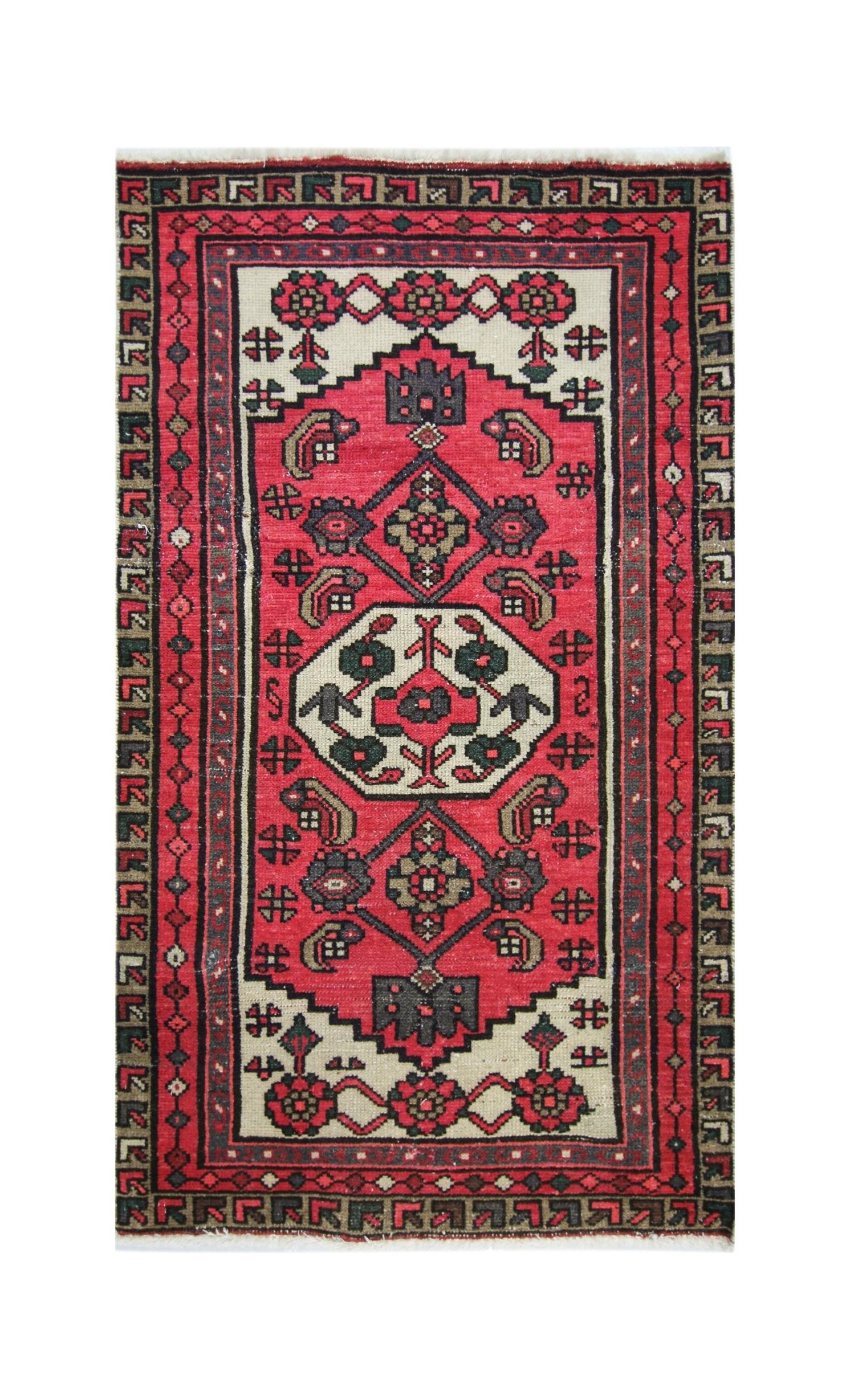 Handmade Vintage Persian Kerman Rug | 114 x 67 cm | 3'9" x 2'2" - Najaf Rugs & Textile