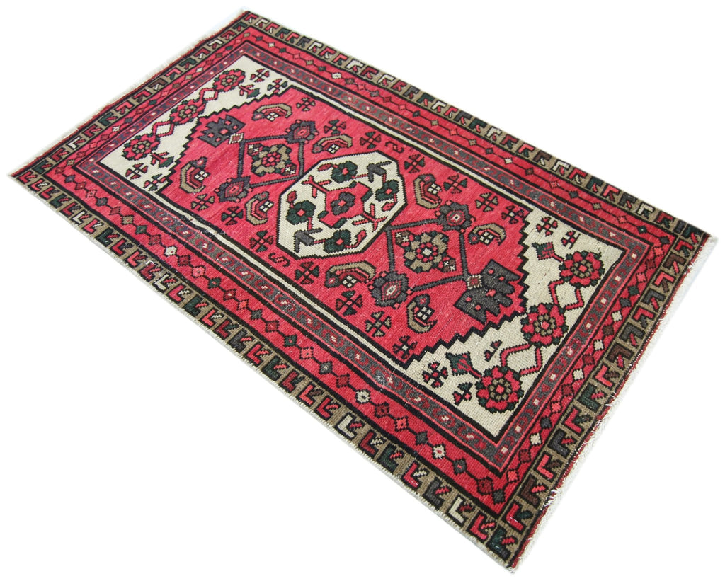 Handmade Vintage Persian Kerman Rug | 114 x 67 cm | 3'9" x 2'2" - Najaf Rugs & Textile