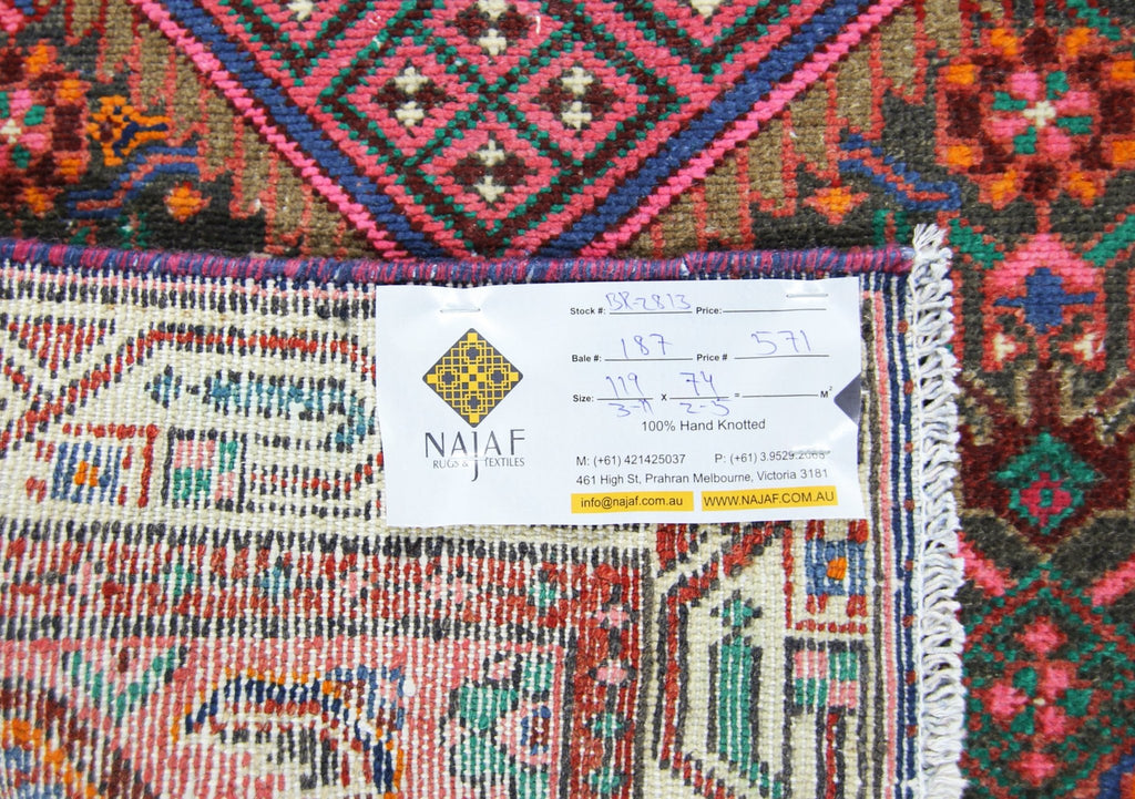 Handmade Vintage Persian Kerman Rug | 119 x 74 cm | 3'11" x 2'5" - Najaf Rugs & Textile