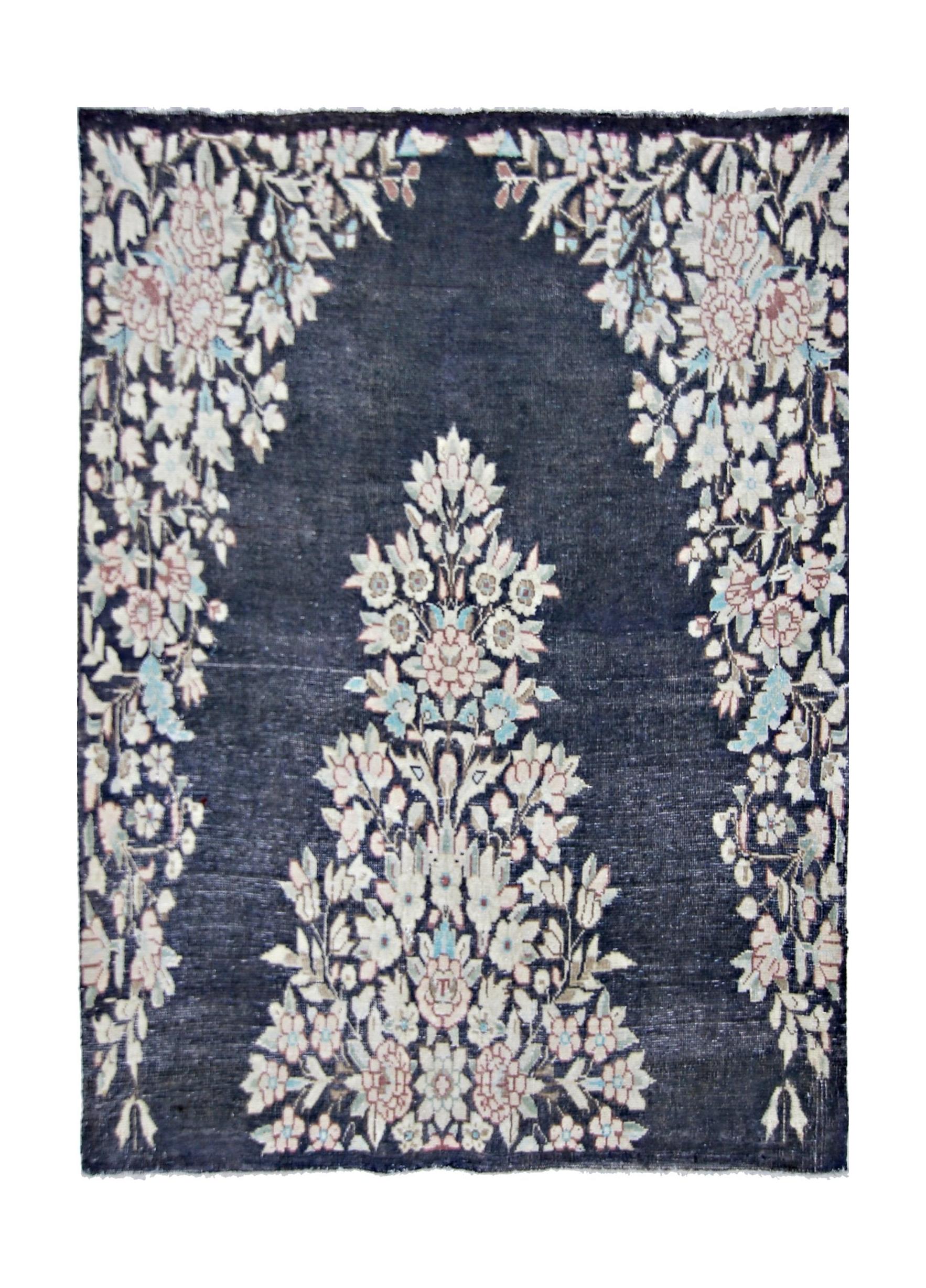Handmade Vintage Persian Kerman Rug | 120 x 90 cm | 3'11" x 3' - Najaf Rugs & Textile