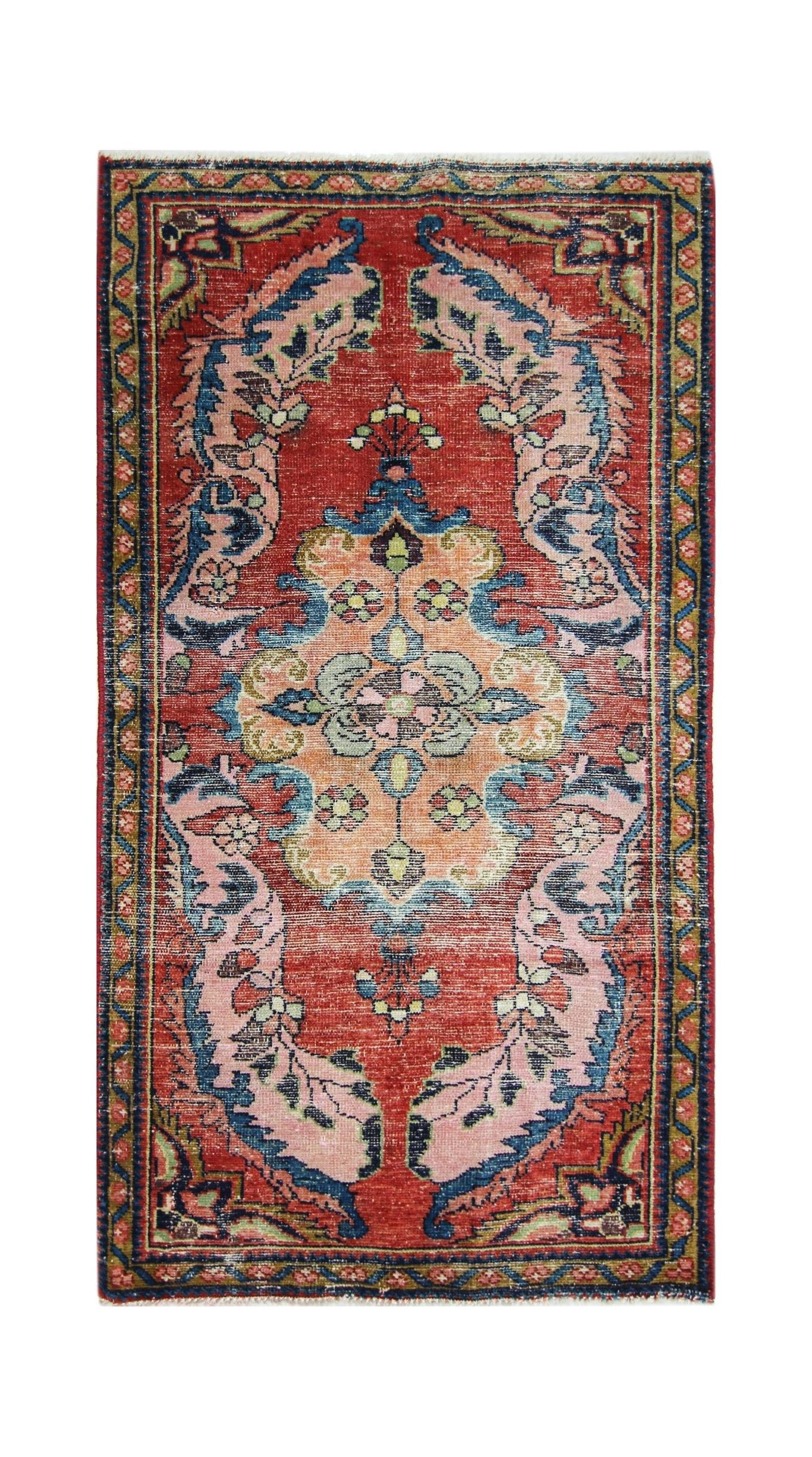 Handmade Vintage Persian Kerman Rug | 124 x 63 cm | 4'1" x 2'1" - Najaf Rugs & Textile