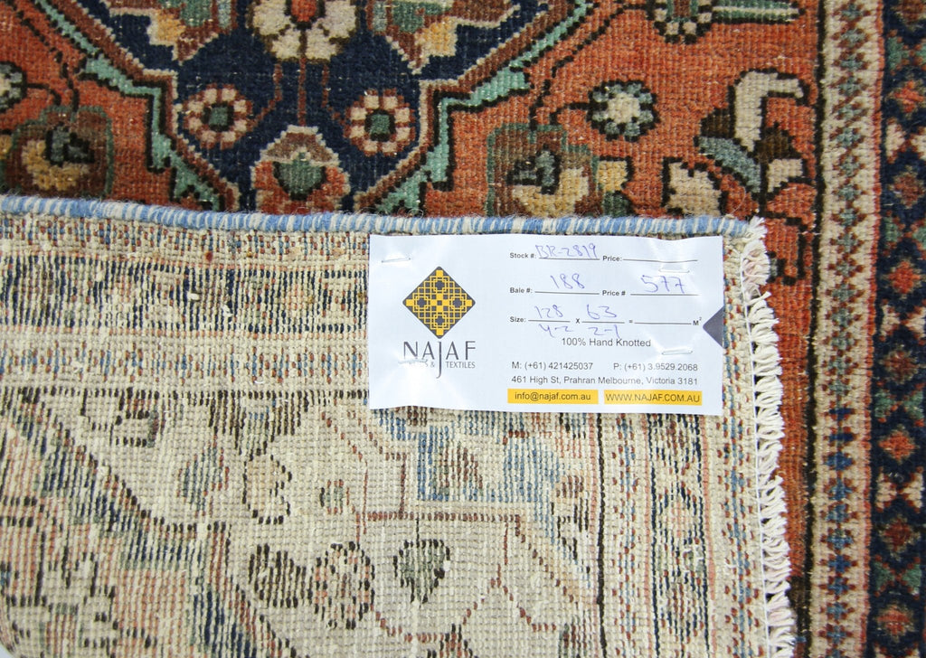 Handmade Vintage Persian Kerman Rug | 128 x 63 cm | 4'2" x 2'1" - Najaf Rugs & Textile