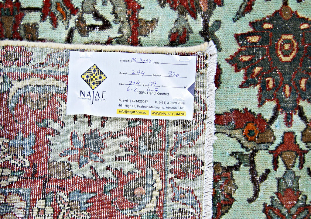 Handmade Vintage Persian Kerman Rug | 204 x 139 cm | 6'8" x 4'7" - Najaf Rugs & Textile
