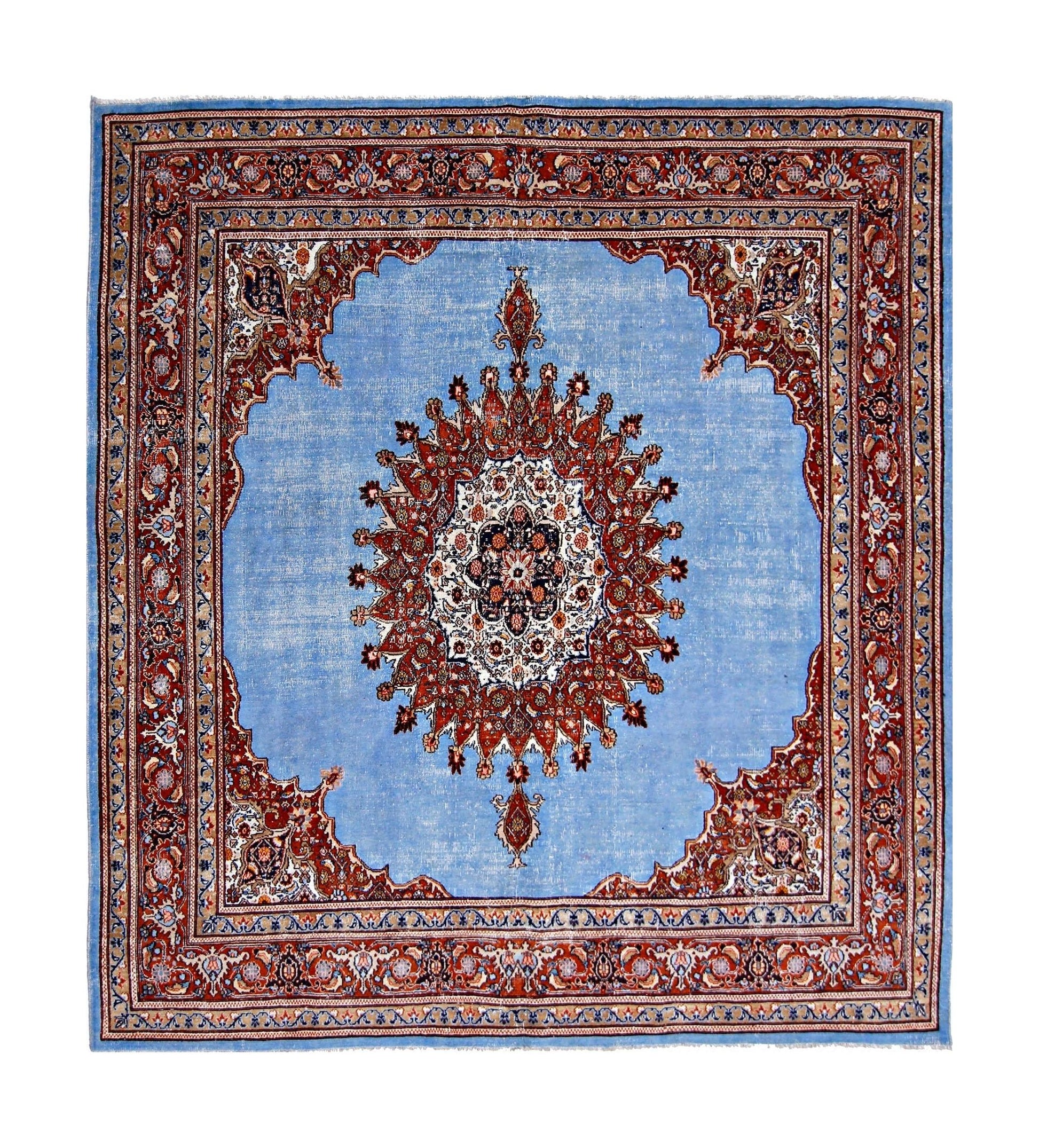 Handmade Vintage Persian Kerman Rug | 219 x 207 cm | 7'2" x 6'9" - Najaf Rugs & Textile