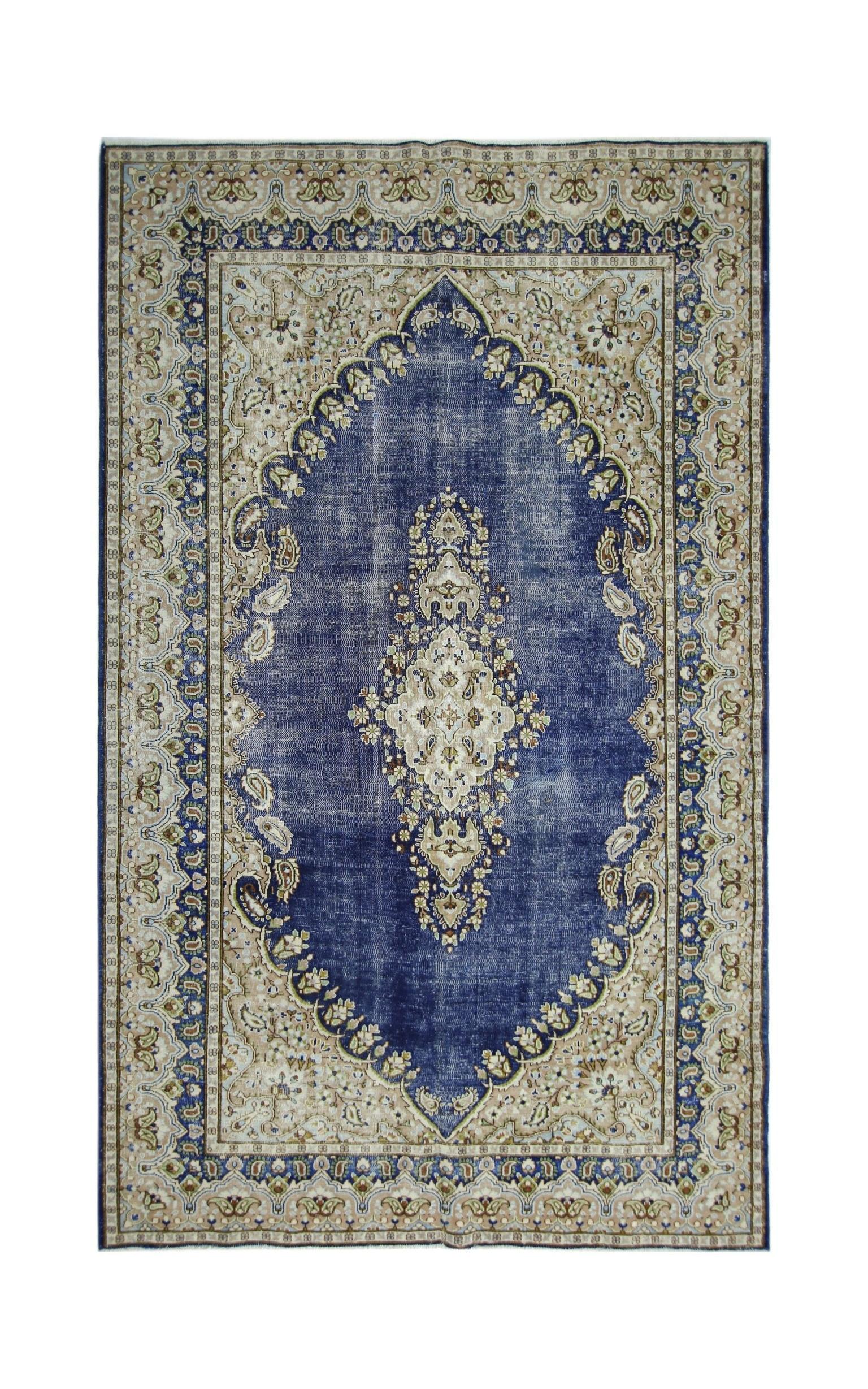 Handmade Vintage Persian Kerman Rug | 239 x 148 cm | 7'10" x 4'10" - Najaf Rugs & Textile