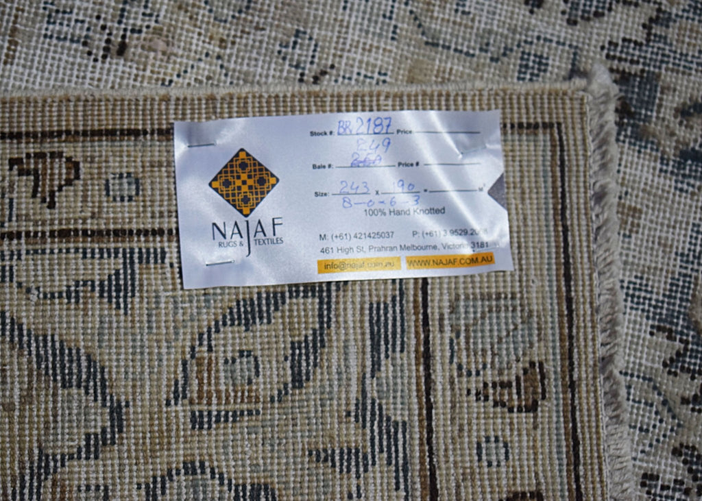 Handmade Vintage Persian Kerman Rug | 243 x 190 cm | 8' x 6'3" - Najaf Rugs & Textile