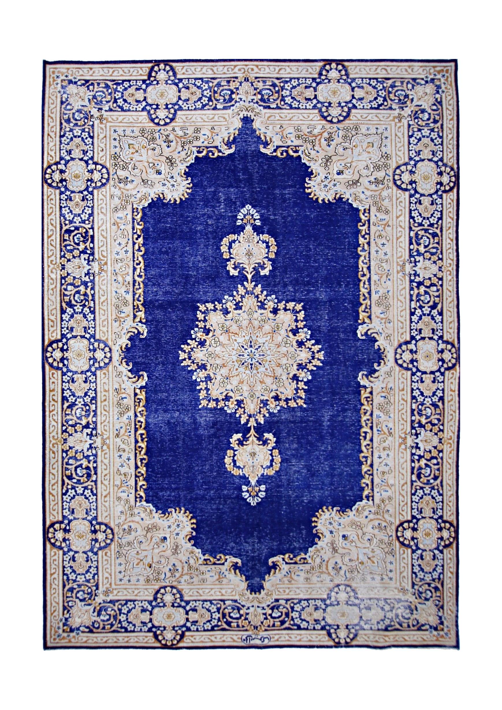 Handmade Vintage Persian Kerman Rug | 278 x 179 cm | 9'2" x 5'11" - Najaf Rugs & Textile