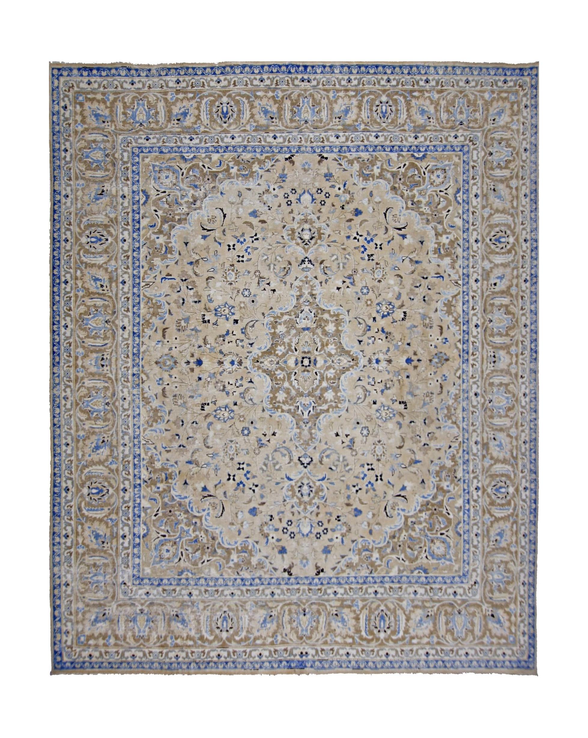 Handmade Vintage Persian Kerman Rug | 281 x 249 cm | 9'3" x 8'2" - Najaf Rugs & Textile