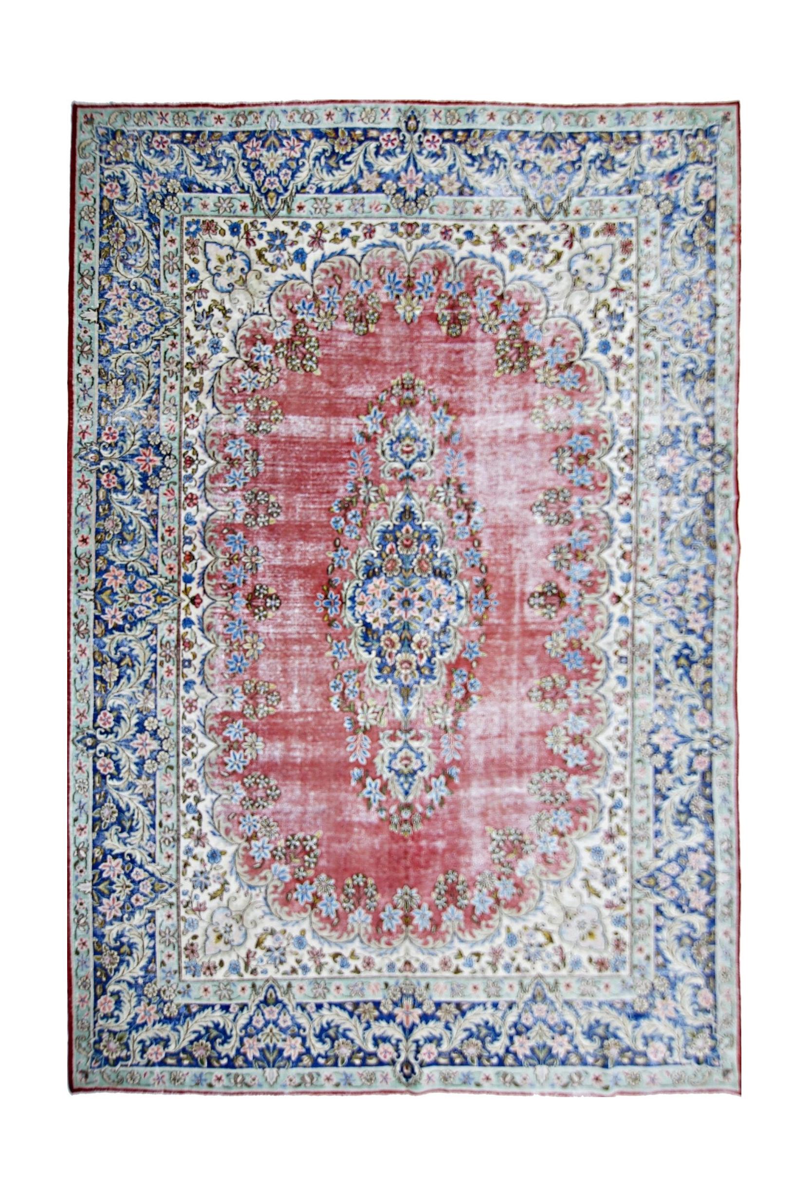 Handmade Vintage Persian Kerman Rug | 307 x 207 cm | 10'1" x 6'9" - Najaf Rugs & Textile