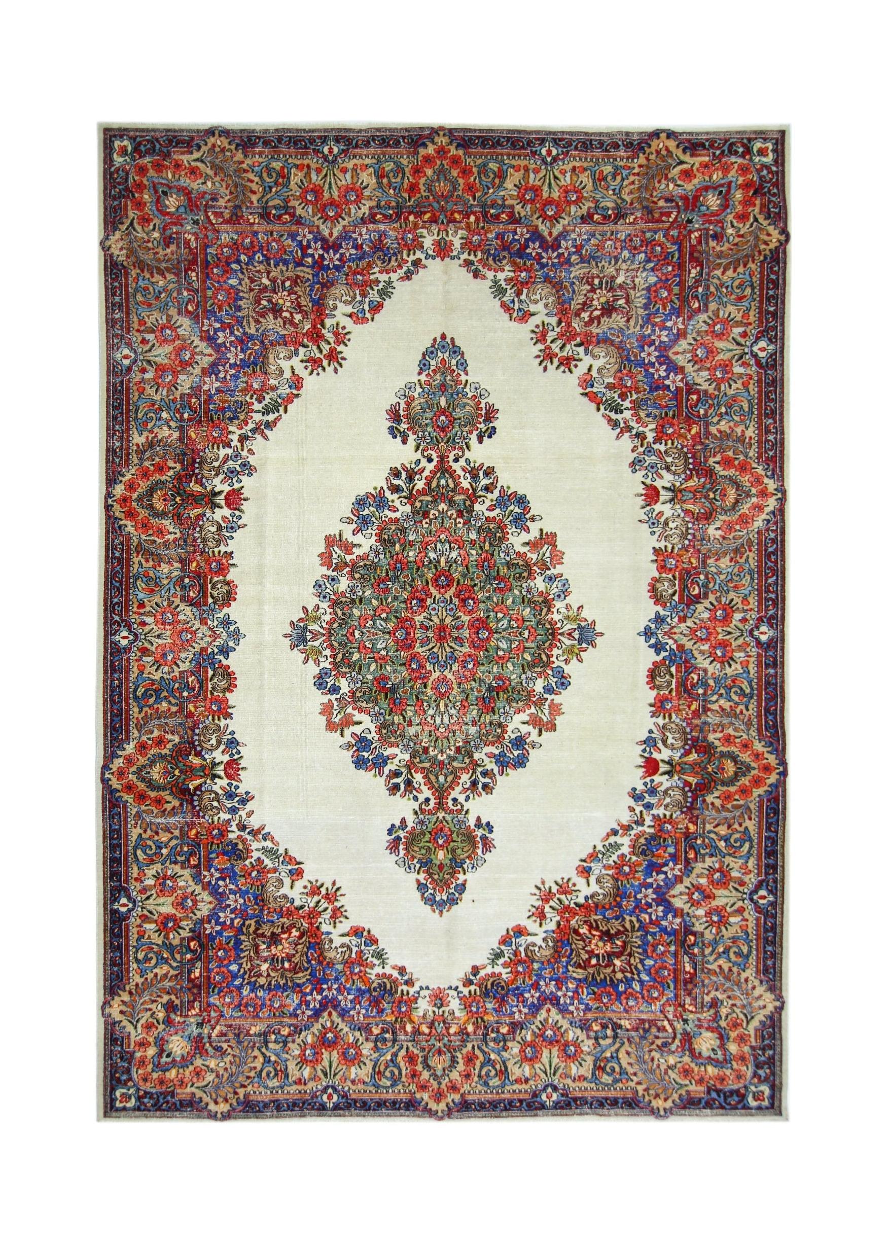 Handmade Vintage Persian Kerman Rug | 321 x 215 cm | 10'6" x 7' - Najaf Rugs & Textile