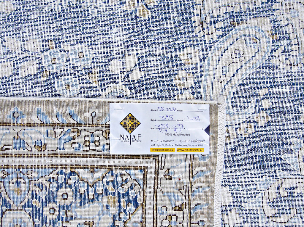 Handmade Vintage Persian Kerman Rug | 358 x 277 cm | 11'9" x 9'1" - Najaf Rugs & Textile