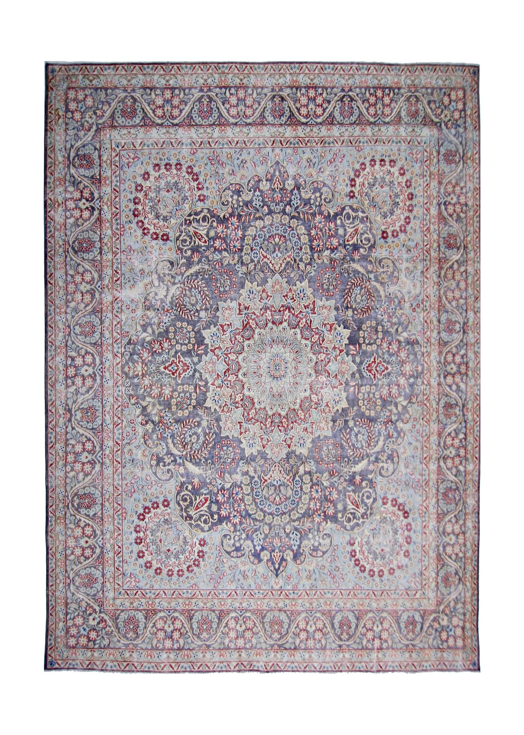 Handmade Vintage Persian Kerman Rug | 364 x 292 cm | 11'11" x 9'7" - Najaf Rugs & Textile