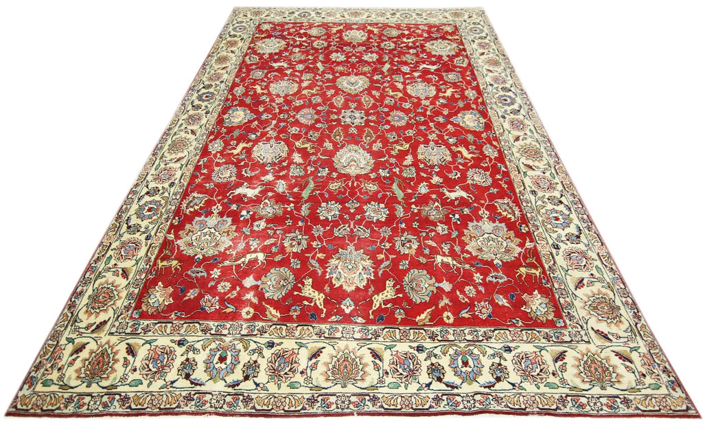 Handmade Vintage Persian Kerman Rug | 376 x 259 cm | 12'4" x 8'6" - Najaf Rugs & Textile