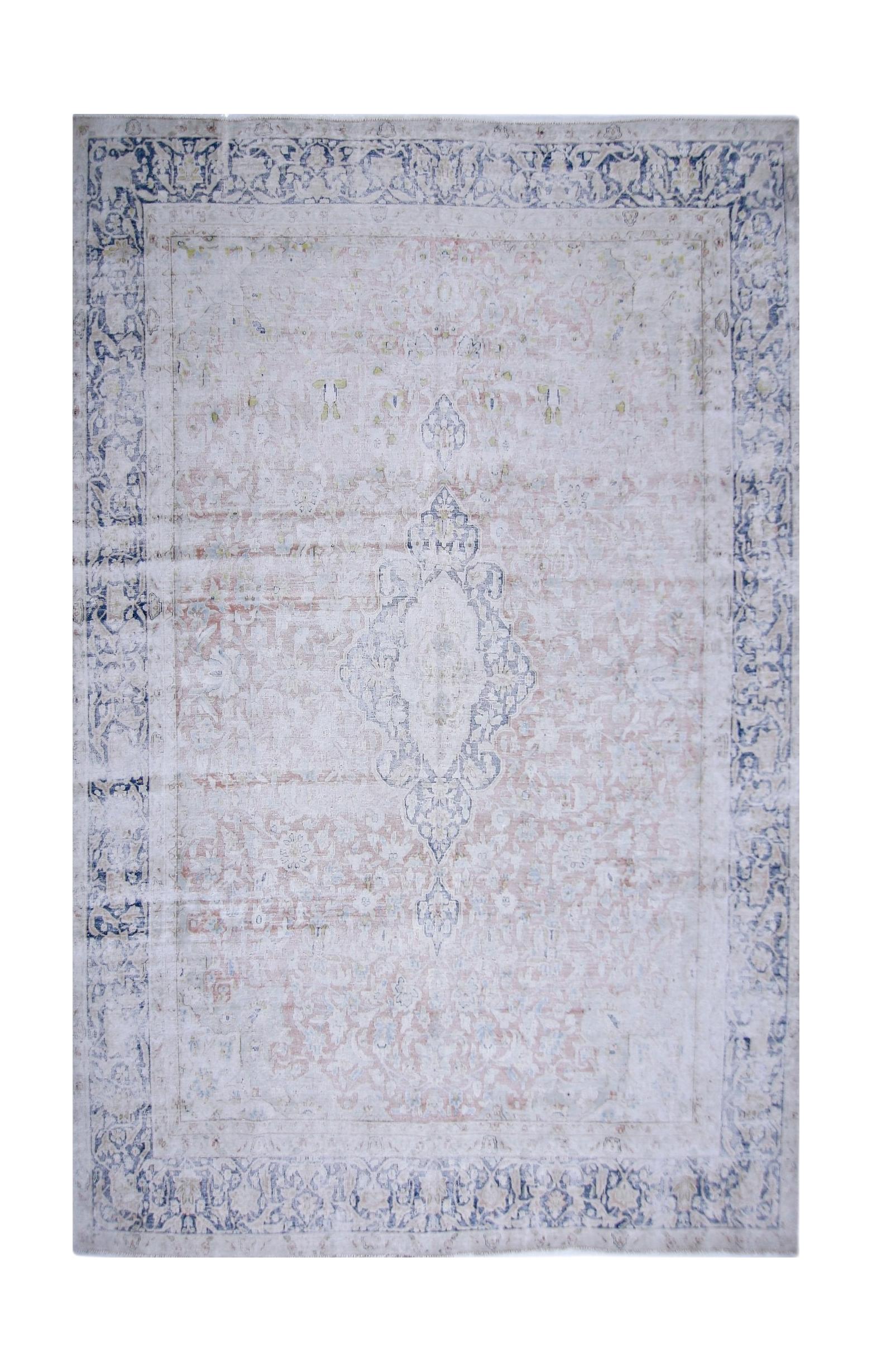 Handmade Vintage Persian Kerman Rug | 377 x 284 cm | 12'4" x 9'4" - Najaf Rugs & Textile