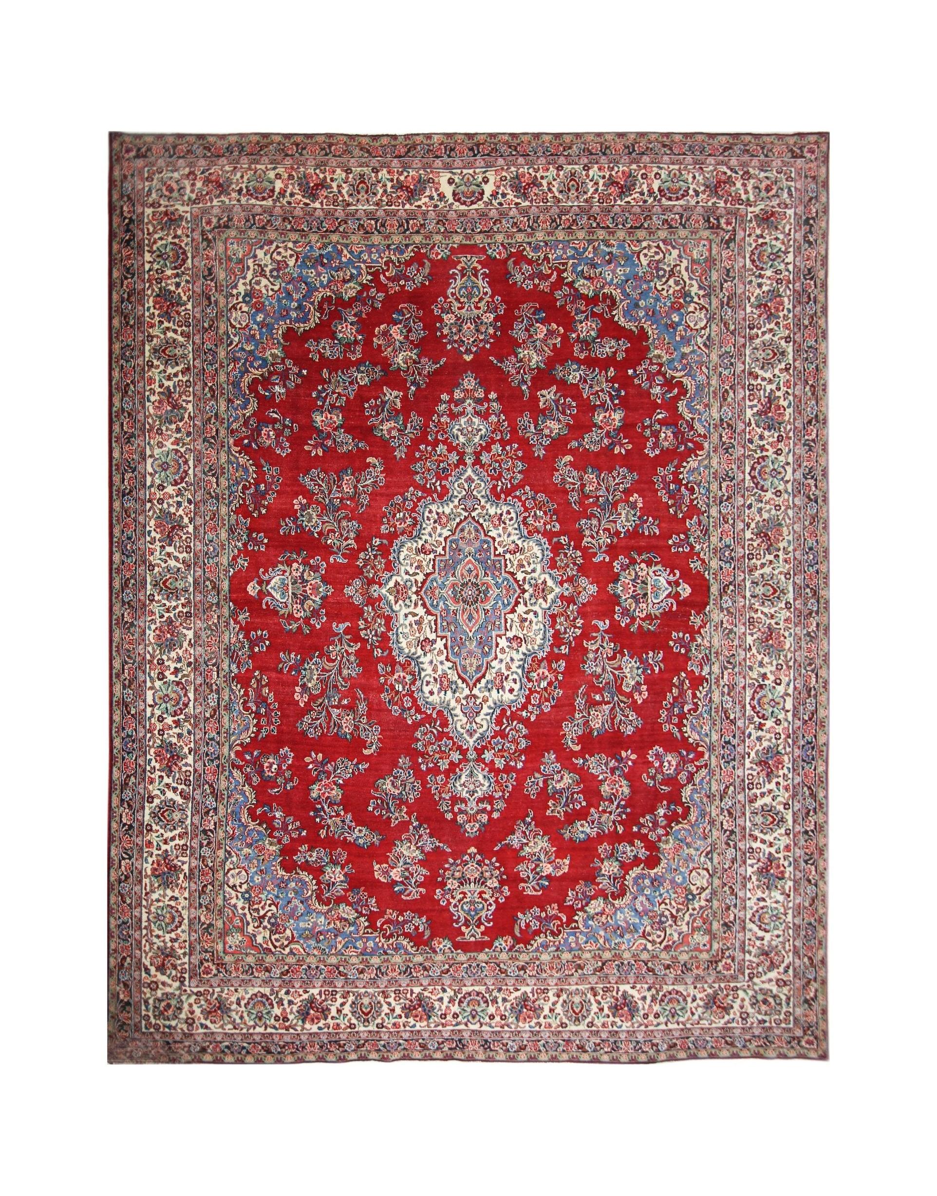 Handmade Vintage Persian Kerman Rug | 412 x 322 cm | 13'6" x 10'7" - Najaf Rugs & Textile