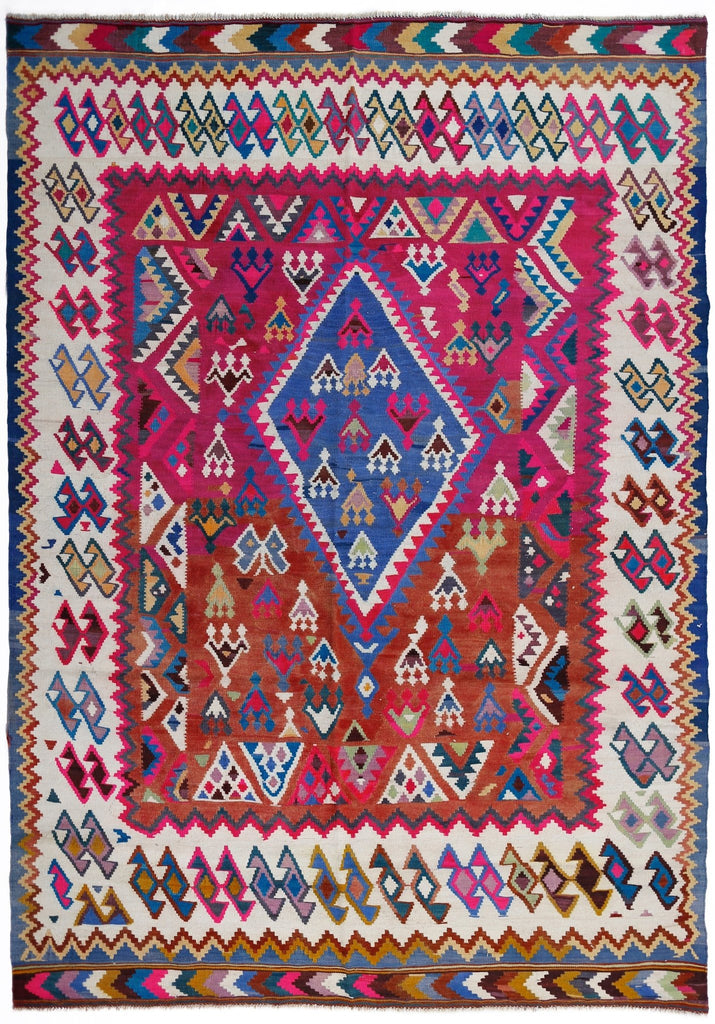 Handmade Vintage Persian Kilim | 264 x 193 cm | 8'8" x 6'4" - Najaf Rugs & Textile