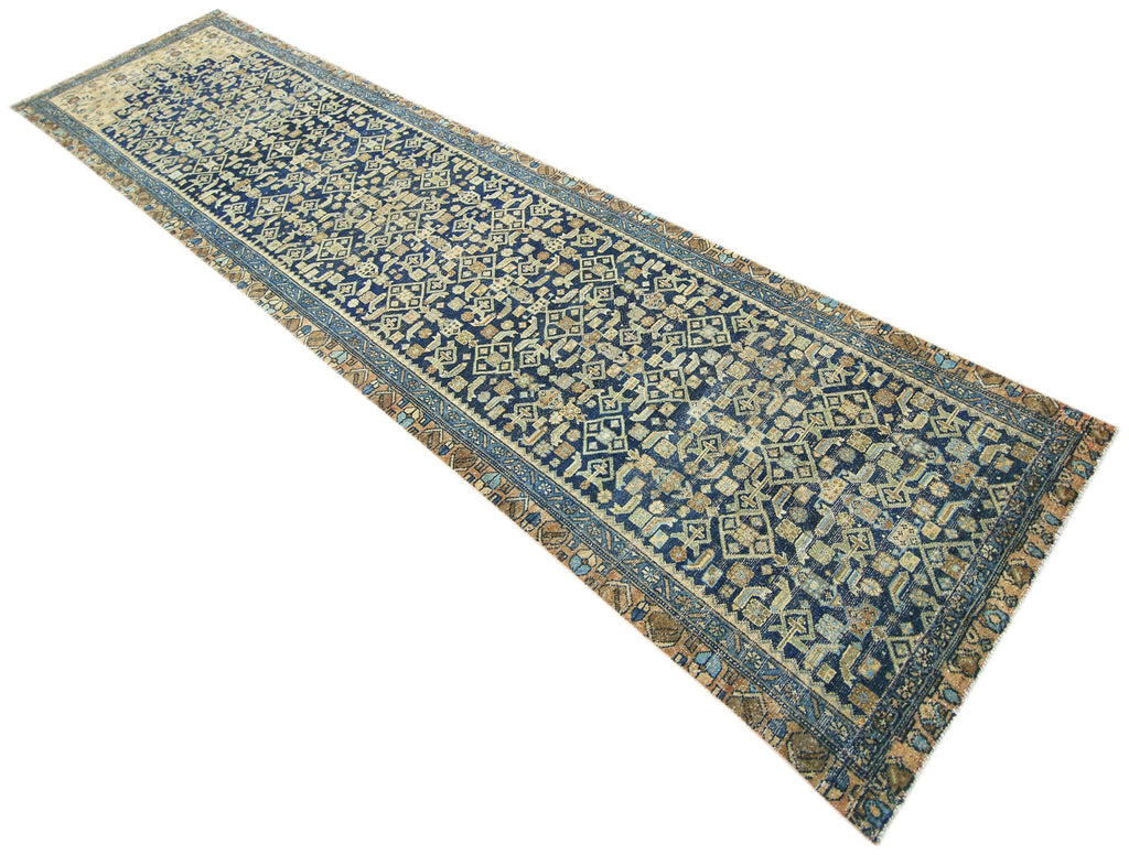 Handmade Vintage Persian Malayer Hallway Runner | 393 x 97 cm | 12'10" x 3'2" - Najaf Rugs & Textile