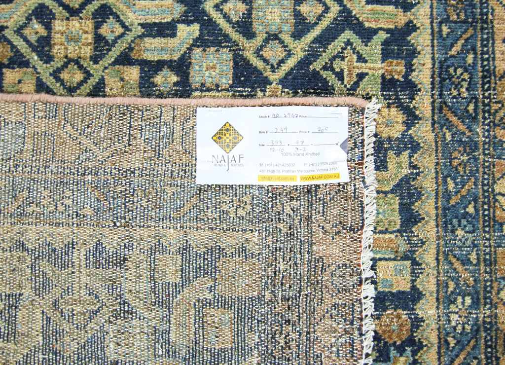 Handmade Vintage Persian Malayer Hallway Runner | 393 x 97 cm | 12'10" x 3'2" - Najaf Rugs & Textile
