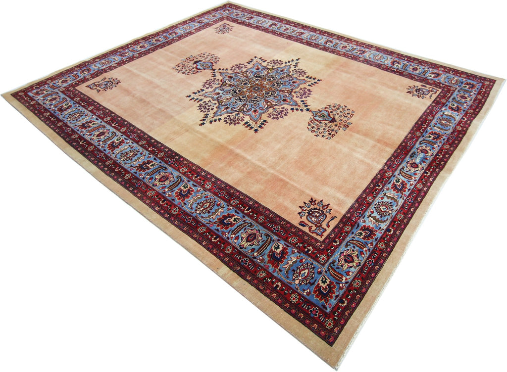 Handmade Vintage Persian Mashad Rug | 319 x 250 cm | 10'6" x 8'2" - Najaf Rugs & Textile