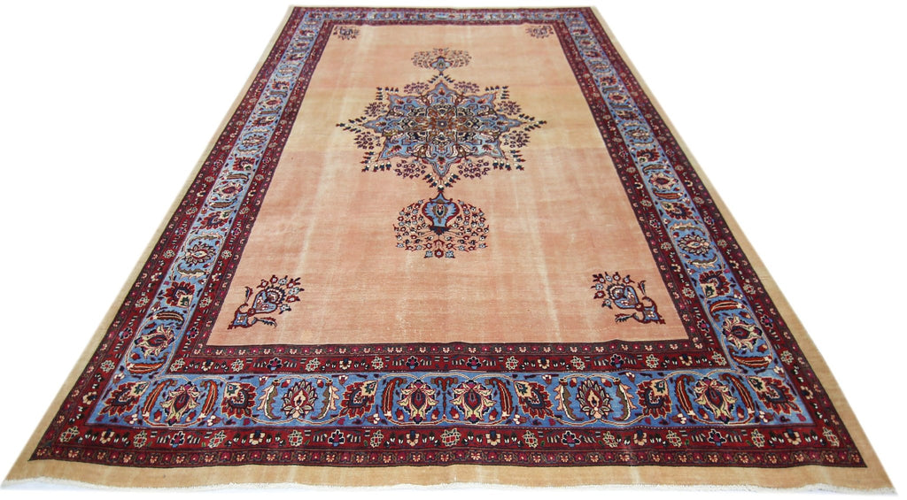 Handmade Vintage Persian Mashad Rug | 319 x 250 cm | 10'6" x 8'2" - Najaf Rugs & Textile