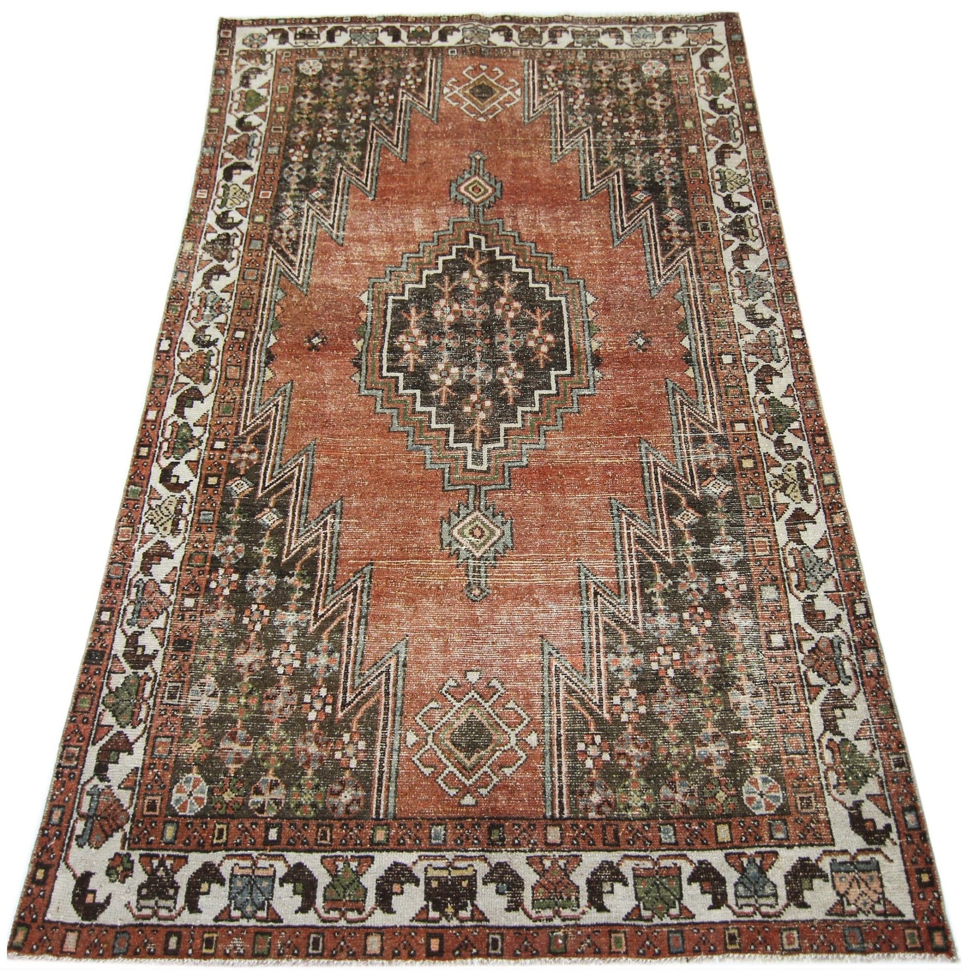 Handmade Vintage Persian Mazlaghan Rug | 182 x 117 cm | 6' x 3'10" - Najaf Rugs & Textile