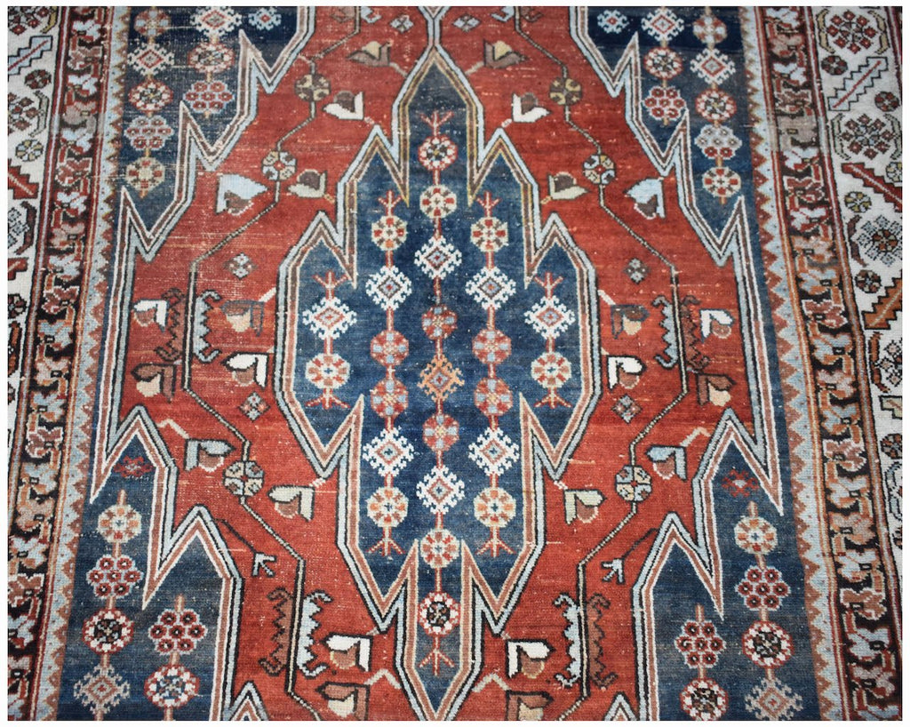 Handmade Vintage Persian Mazlaghan Rug | 188 x 128 cm | 6'2" x 4'2" - Najaf Rugs & Textile